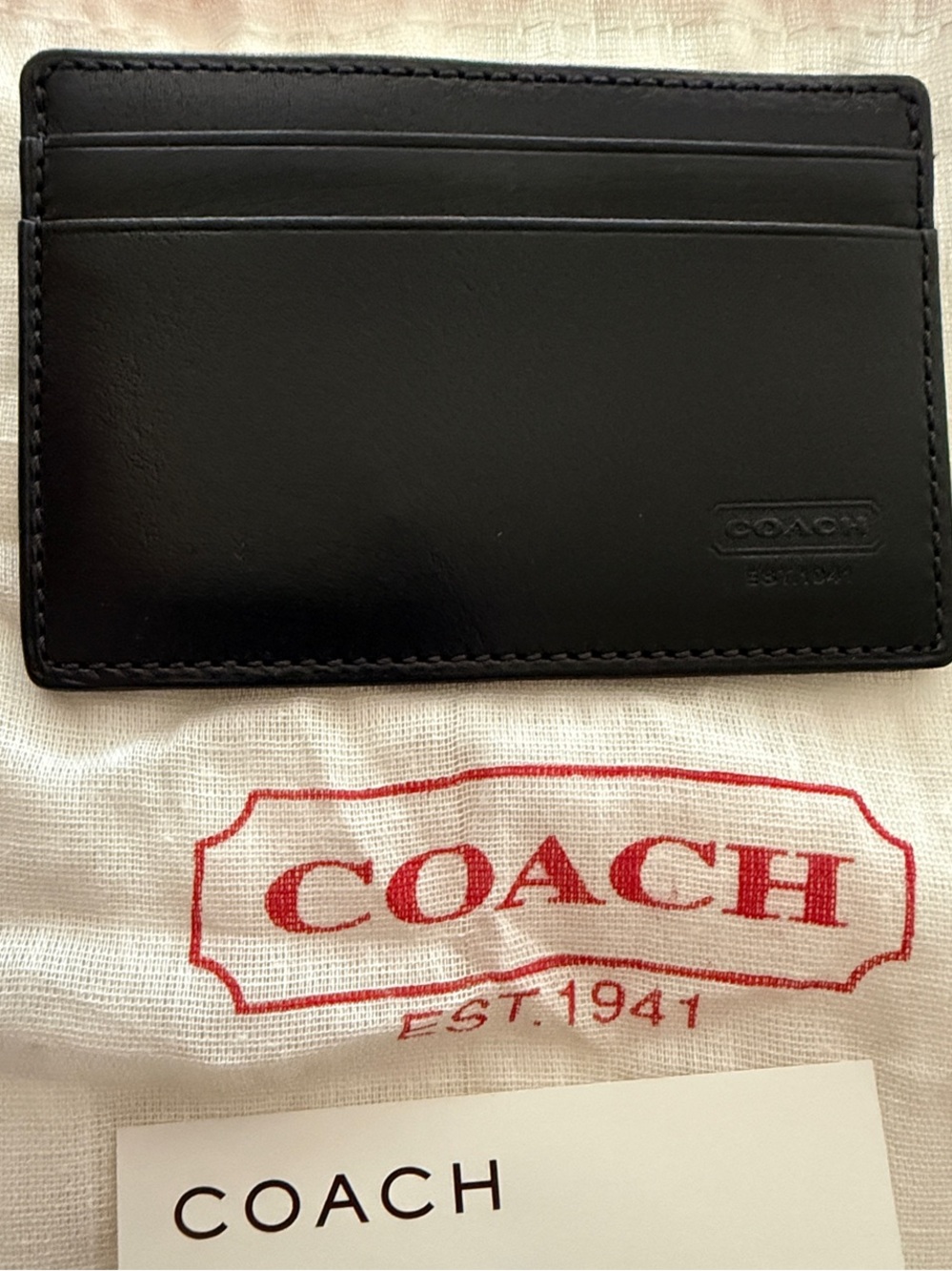 Coach Black Water Buffalo Leather Card Case